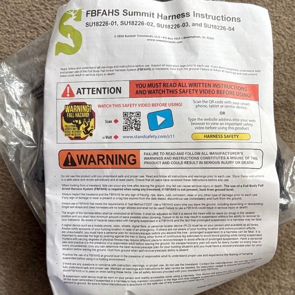 Summit TreeStands Safety Harness SU18226-02, 350Lbs Limit FBFAHS - Picture 1 of 2
